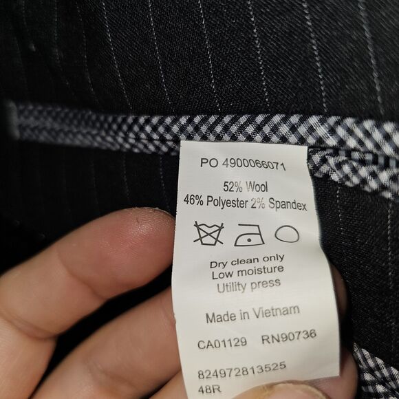 Chaps Pinstripe Blazer Sports Coat Mens 48R Navy Wool Blend Business Attire - Picture 5 of 12